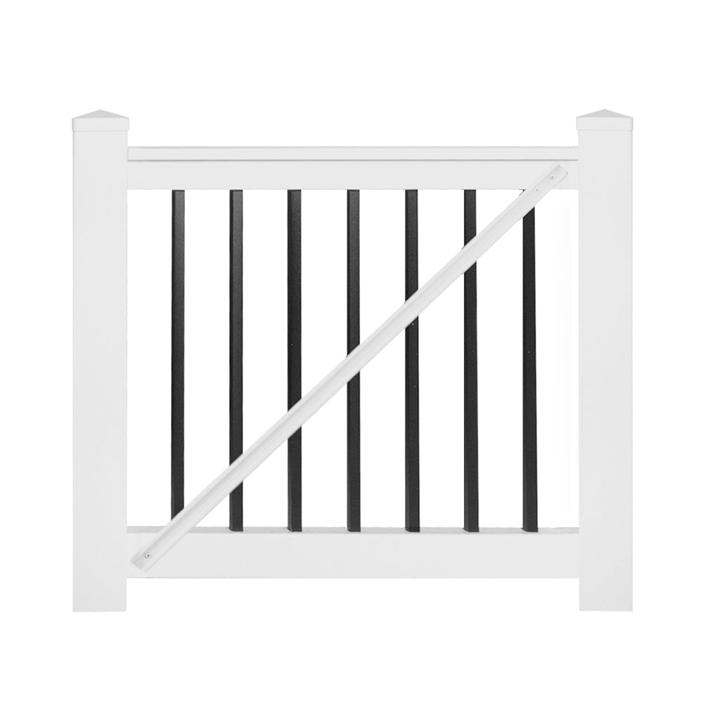 White Birmingham vinyl railing gate stock image