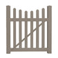 Khaki Ellington vinyl picket fencing gate stock image