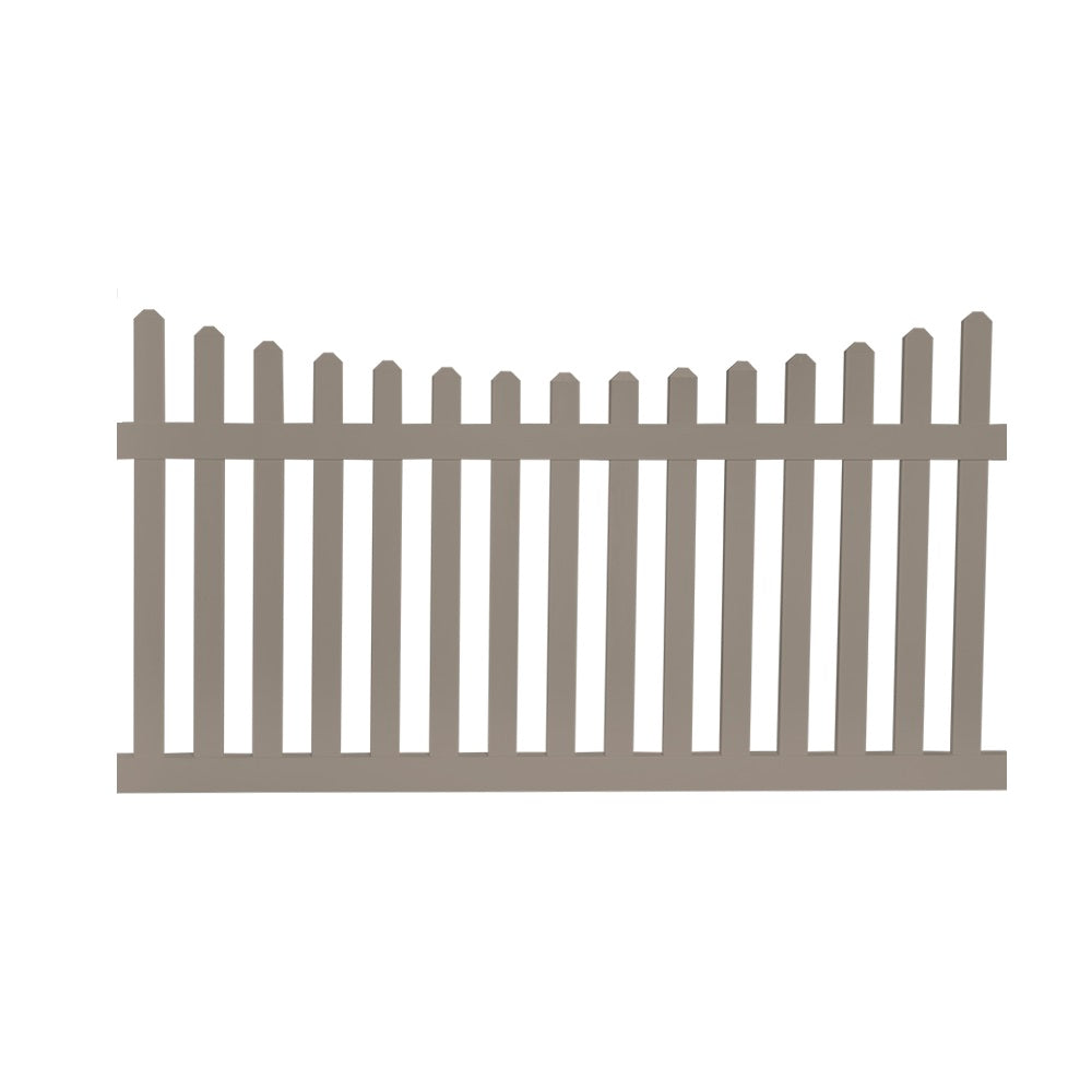 Khaki Ellington vinyl picket fence stock image