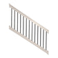 Weatherables Wiltshire tan vinyl deck stair railing stock image