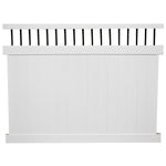 White Bradford vinyl privacy fence stock image