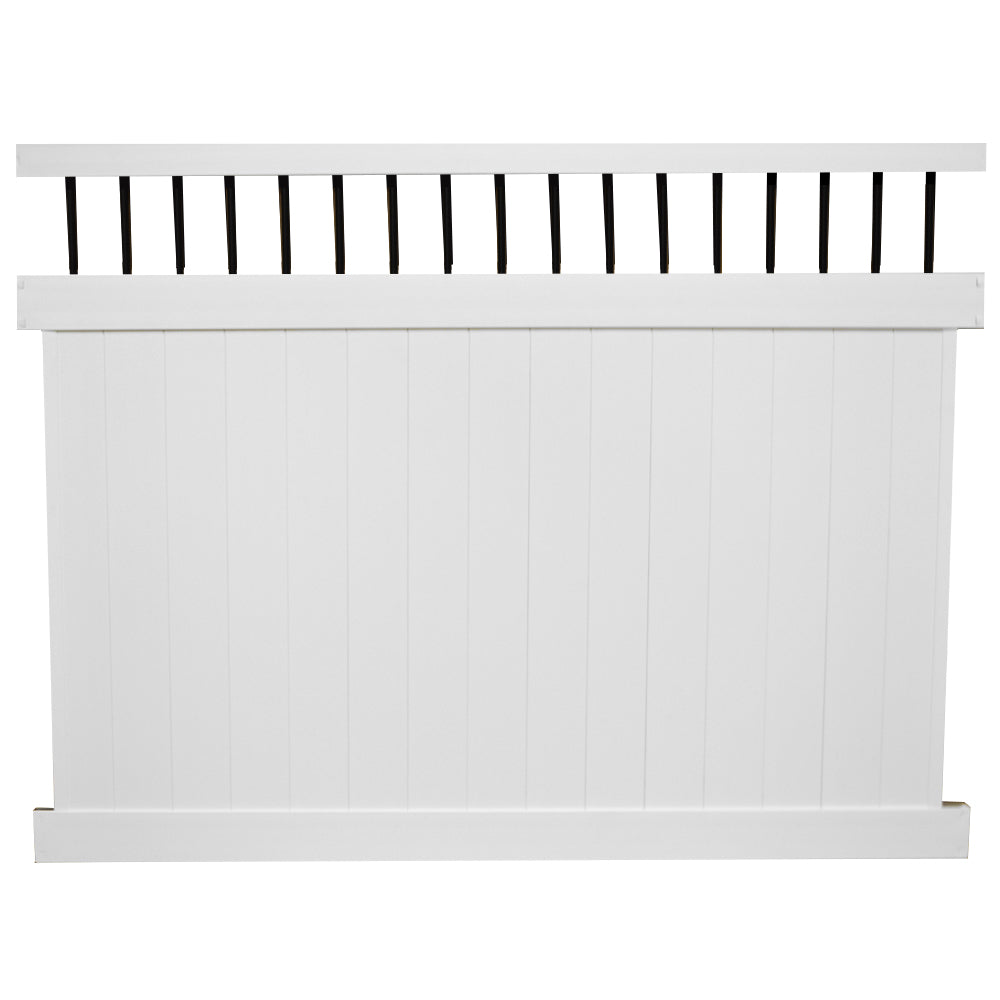 White Bradford vinyl privacy fence stock image