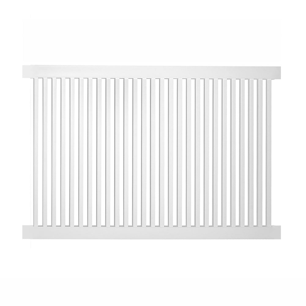 White Williamsport vinyl pool fence stock image