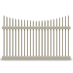 Khaki Barrington vinyl picket fence stock image