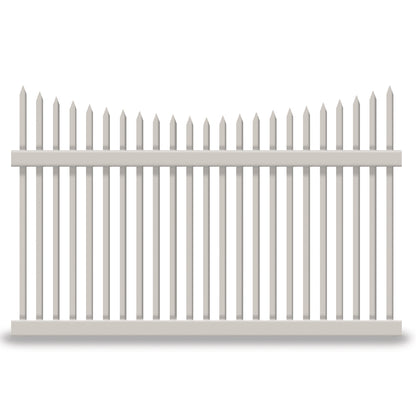 Tan Barrington vinyl picket fence stock image