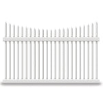White Barrington vinyl picket fence stock image