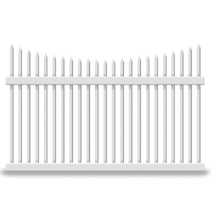 White Barrington vinyl picket fence stock image