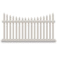 Tan Hampshire vinyl picket fence stock image