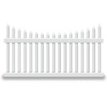 White Hampshire vinyl picket fence stock image
