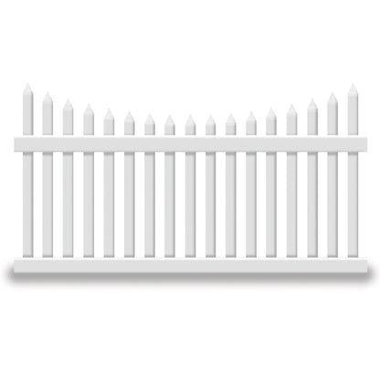 White Hampshire vinyl picket fence stock image