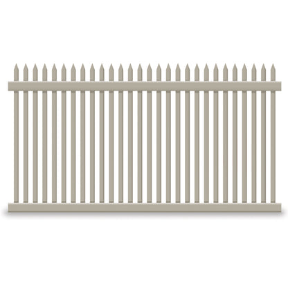 Khaki Hartford vinyl picket fence stock image