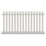 Tan Plymouth vinyl picket fence stock image