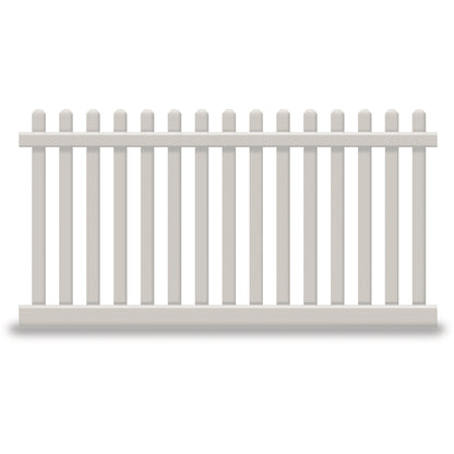 Tan Plymouth vinyl picket fence stock image