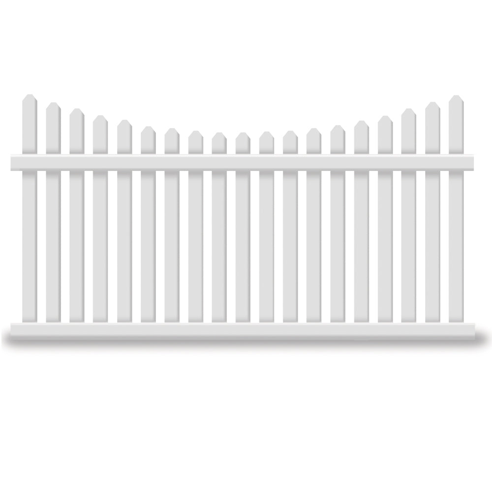 White Richmond vinyl picket fence stock image