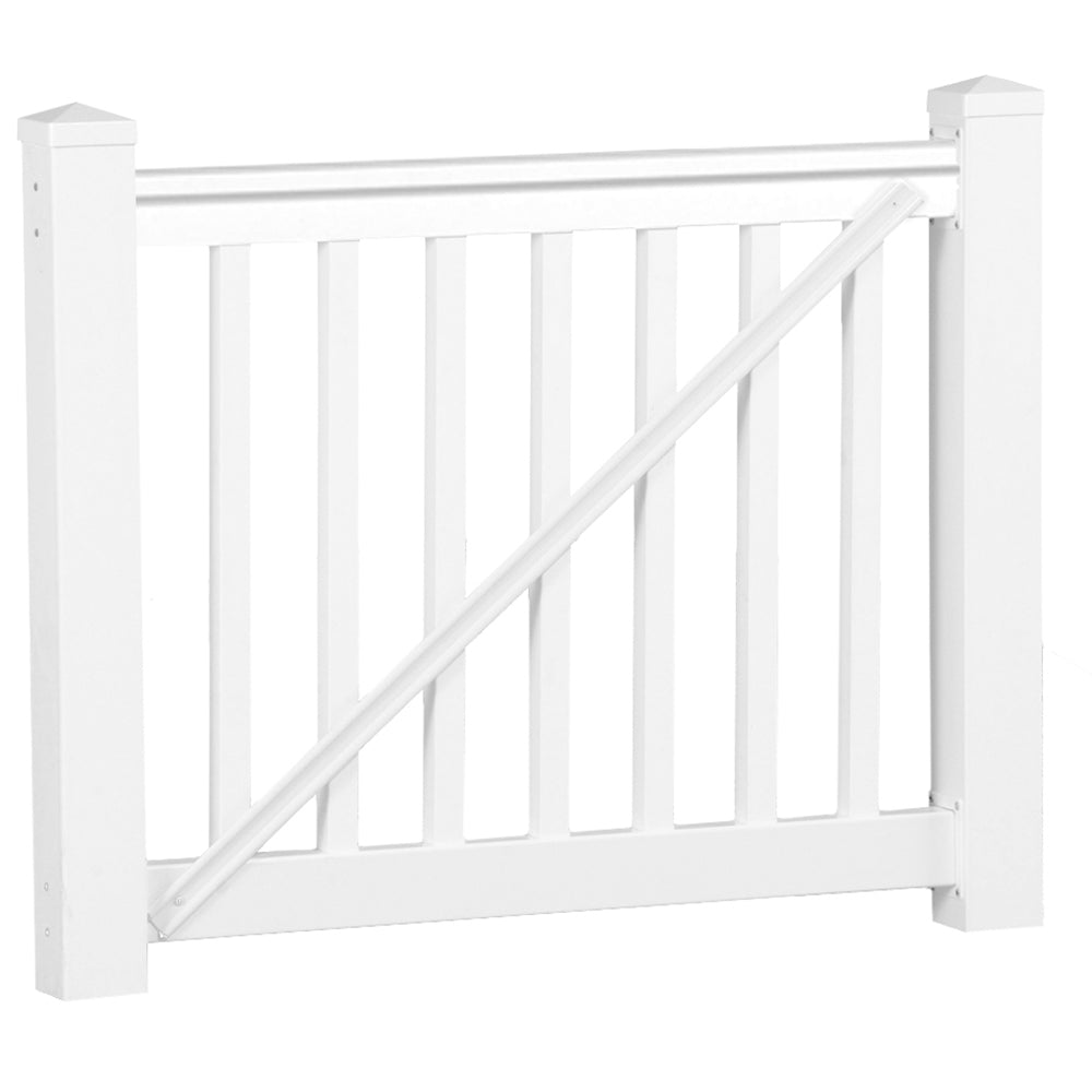 White Washington vinyl railing gate stock image