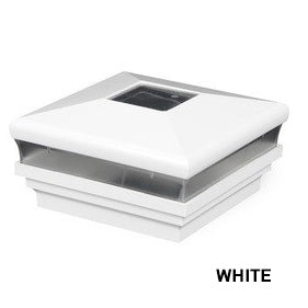White vinyl Neptune Solar LED post cap