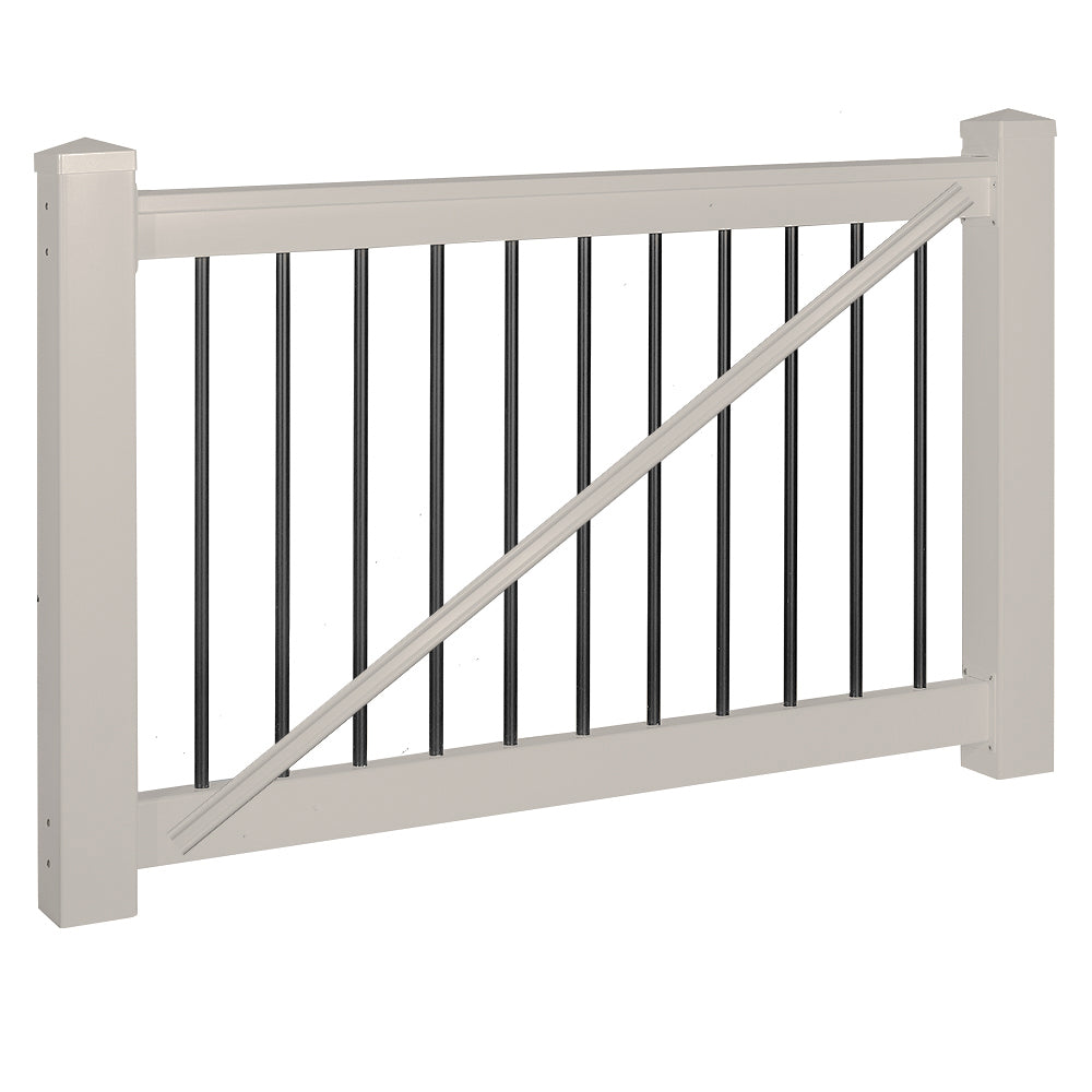 Tan Wiltshire vinyl railing gate stock image