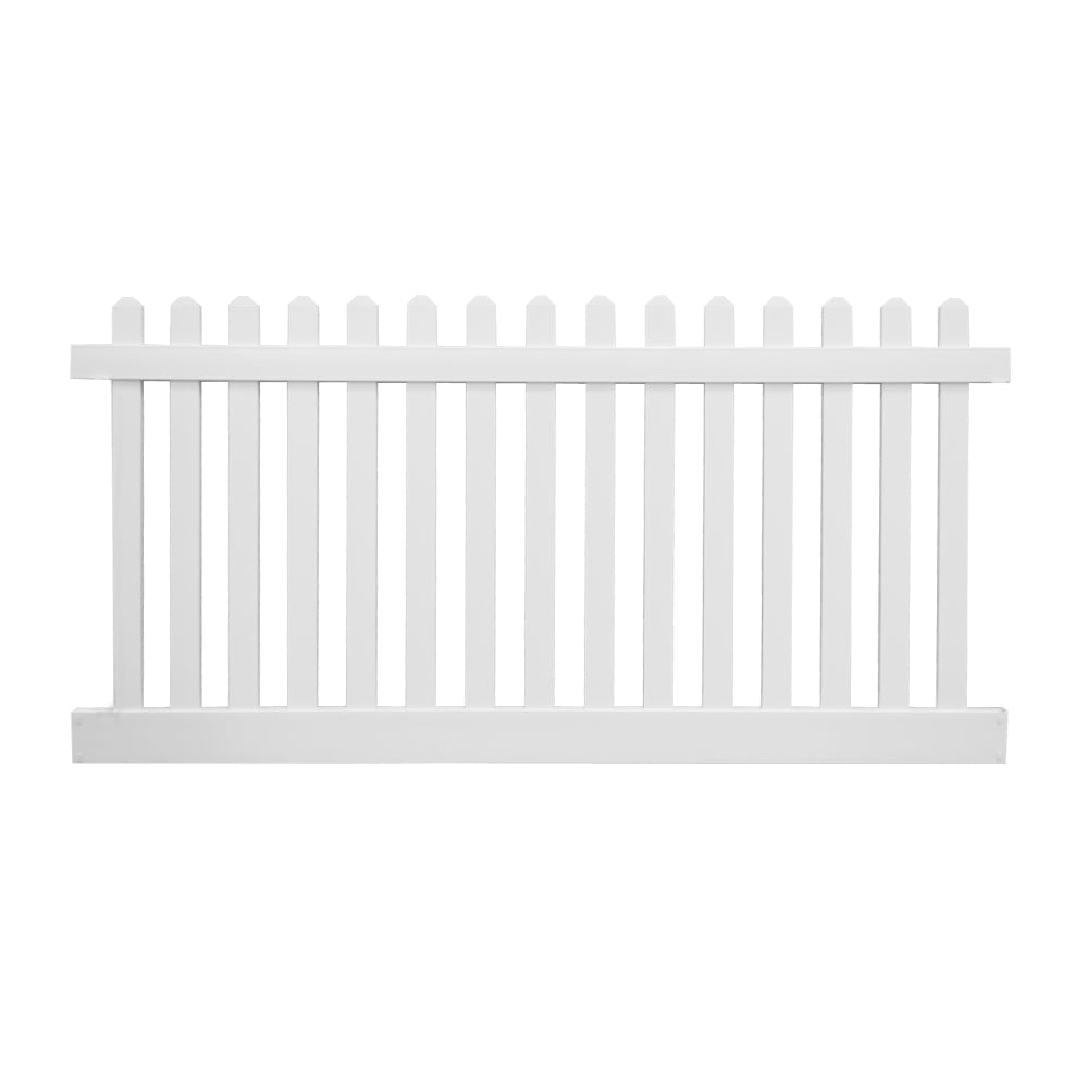 White Plymouth vinyl picket fence stock image