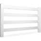 white vinyl 4-rail horse fence stock image