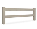 khaki vinyl 2-rail horse fence stock image