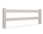 tan vinyl 2-rail horse fence stock image