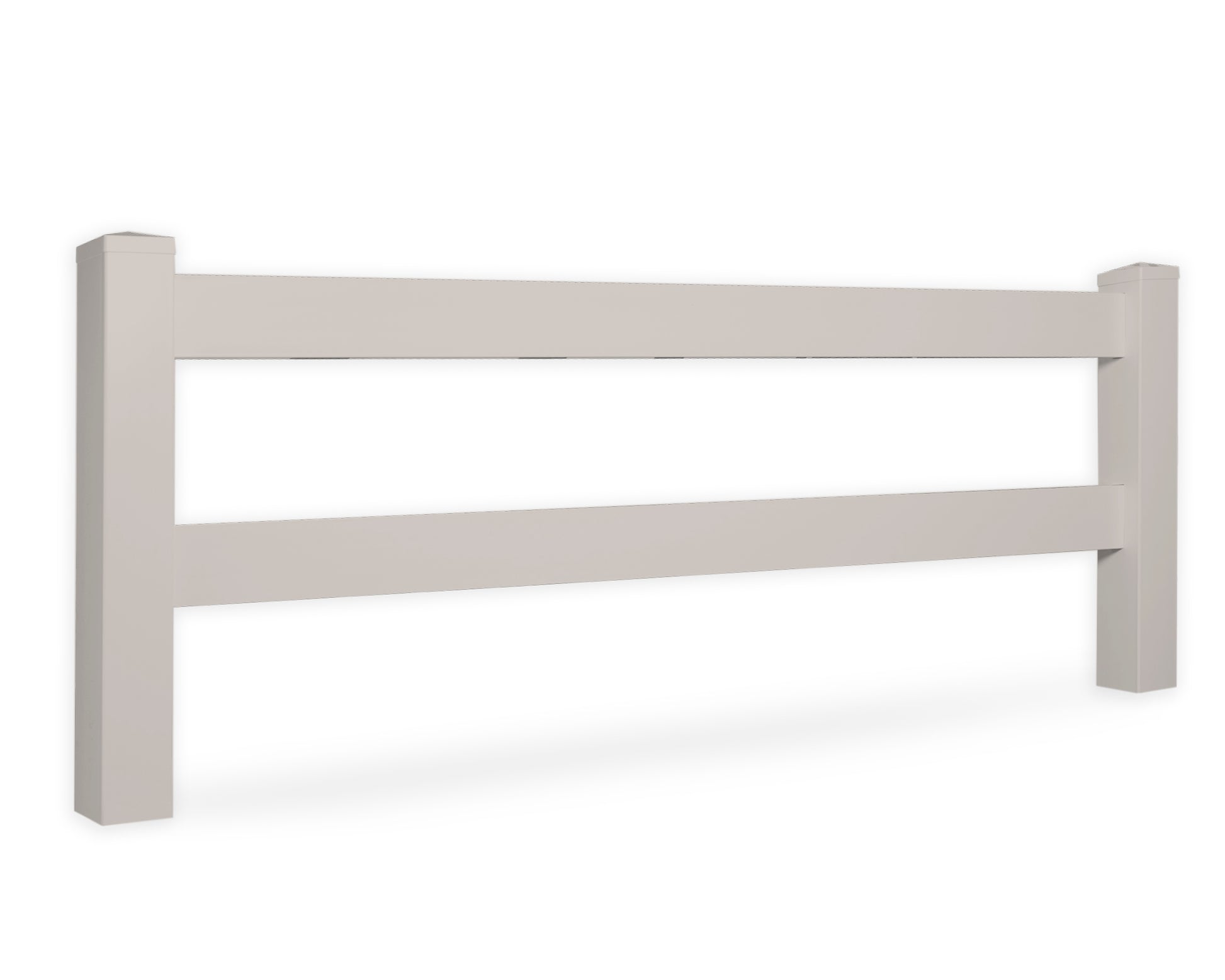 tan vinyl 2-rail horse fence stock image