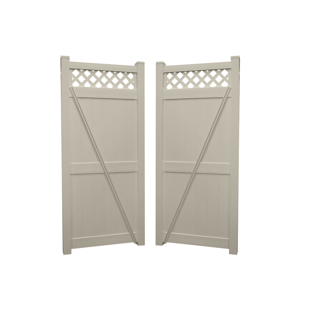 khaki vinyl privacy double gate