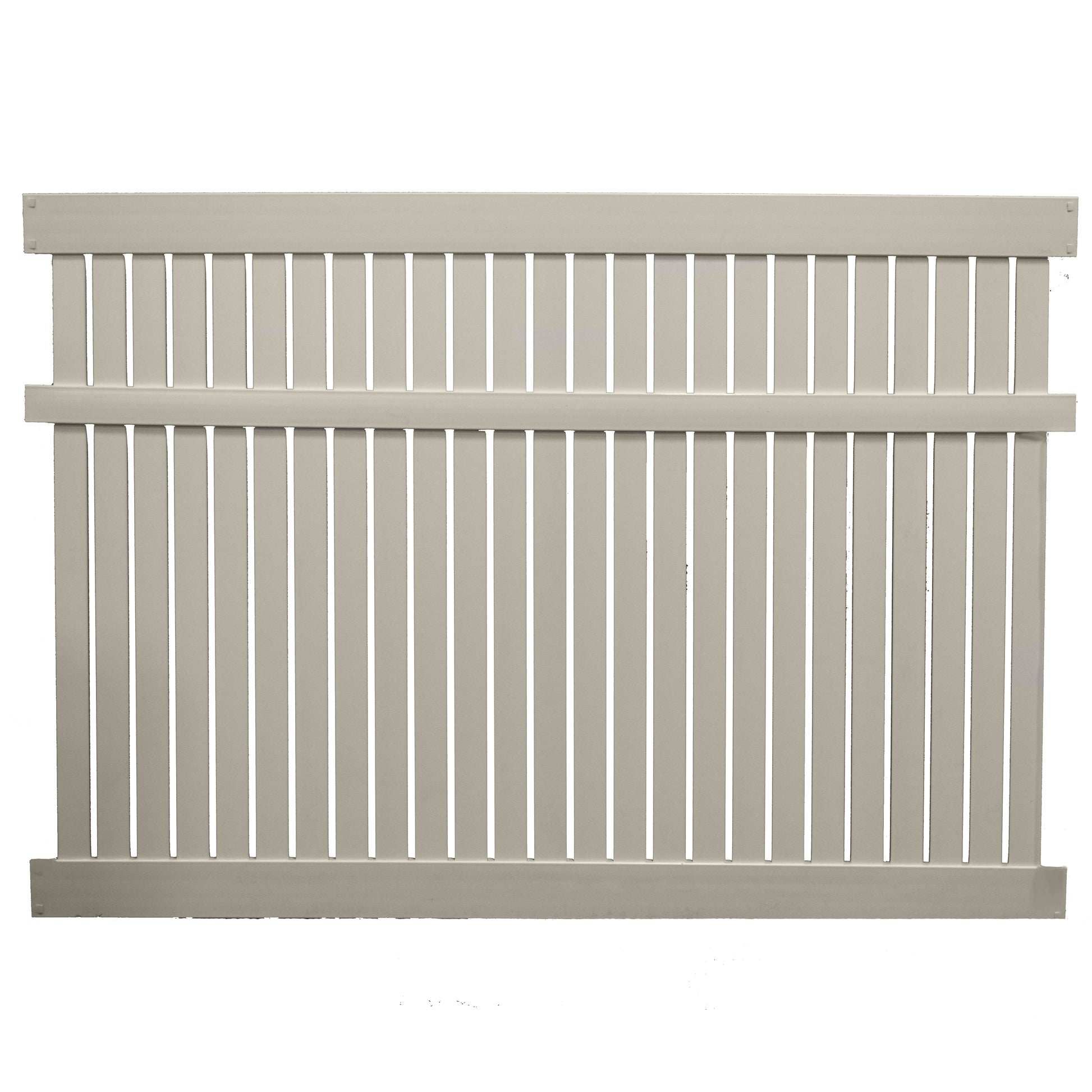 Khaki Huntington vinyl semi-privacy fence stock image