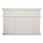 Tan Huntington vinyl semi-privacy fence stock image
