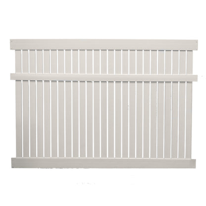 Tan Huntington vinyl semi-privacy fence stock image