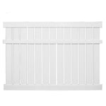 White Glendale vinyl semi-privacy fence stock image
