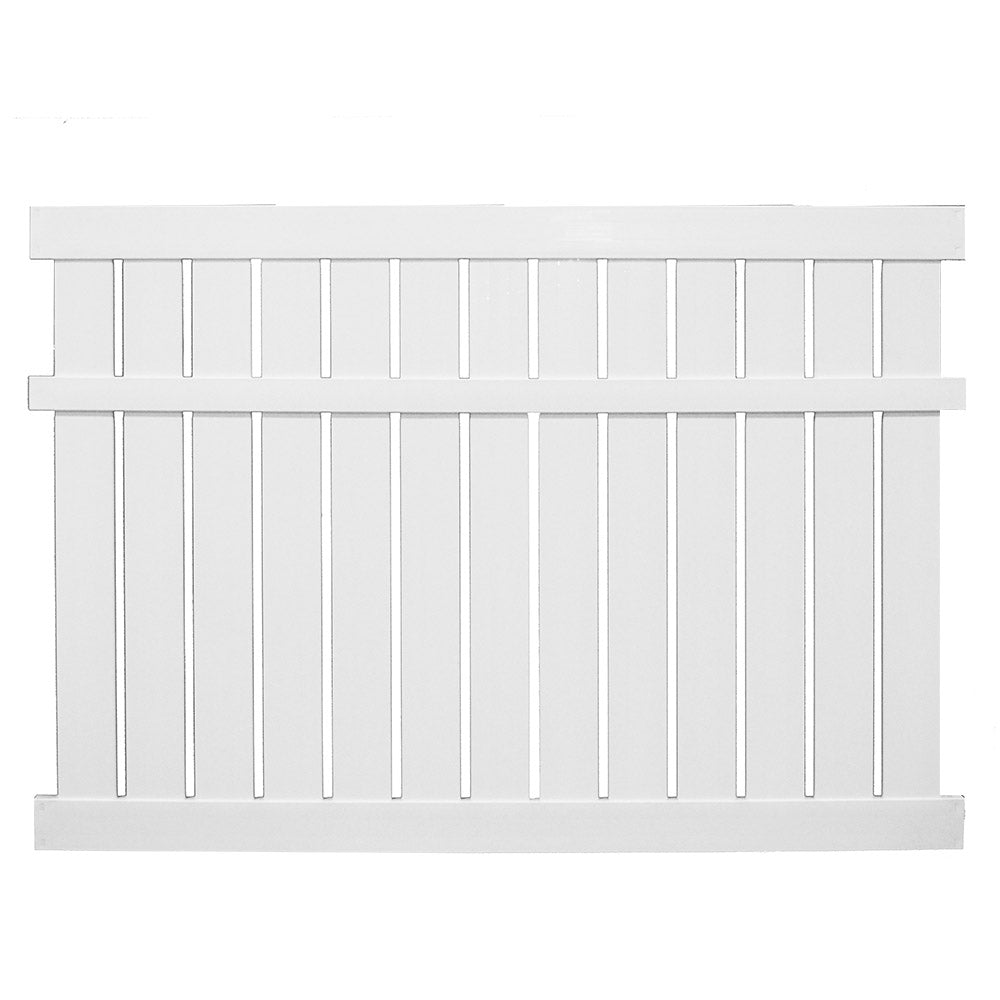 White Glendale vinyl semi-privacy fence stock image