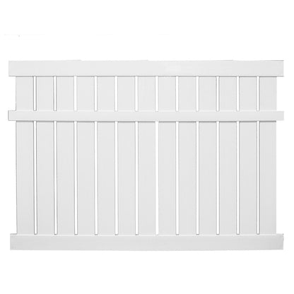White Glendale vinyl semi-privacy fence stock image
