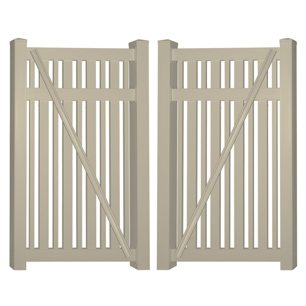 khaki vinyl double gate pool fence