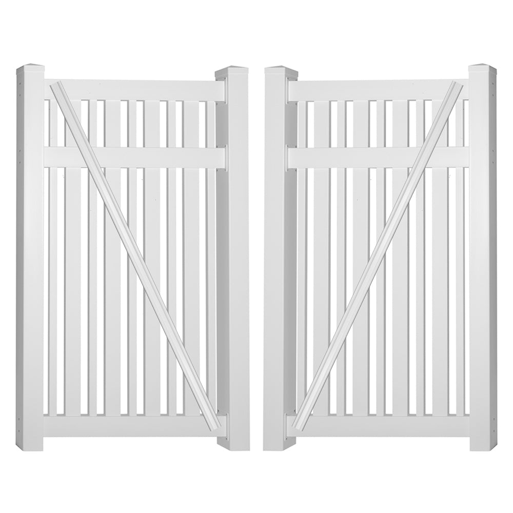 white vinyl pool fence double gate