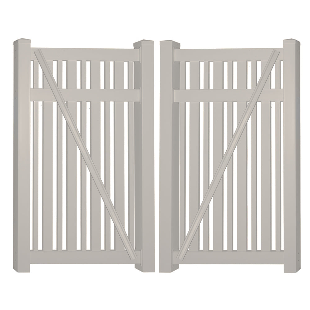 tan vinyl pool fence double gate