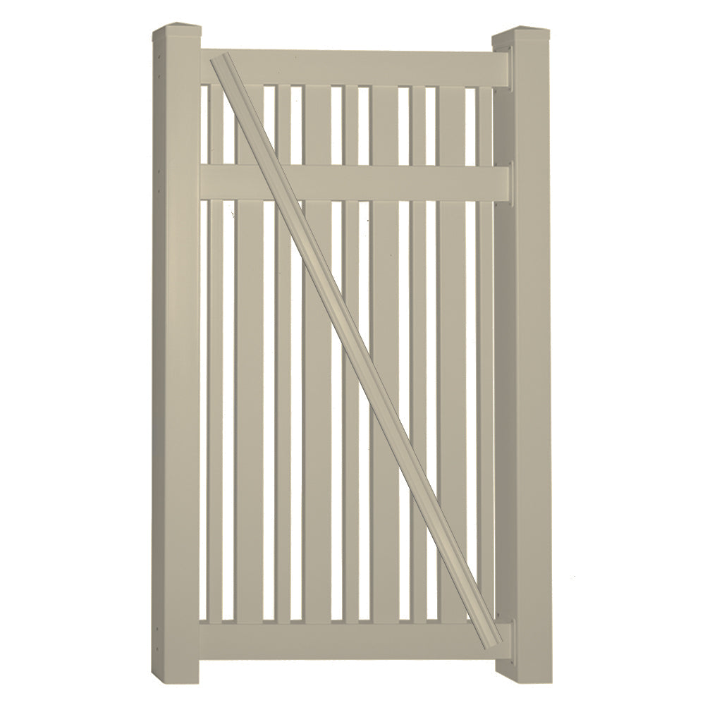 khaki vinyl pool fence single gate