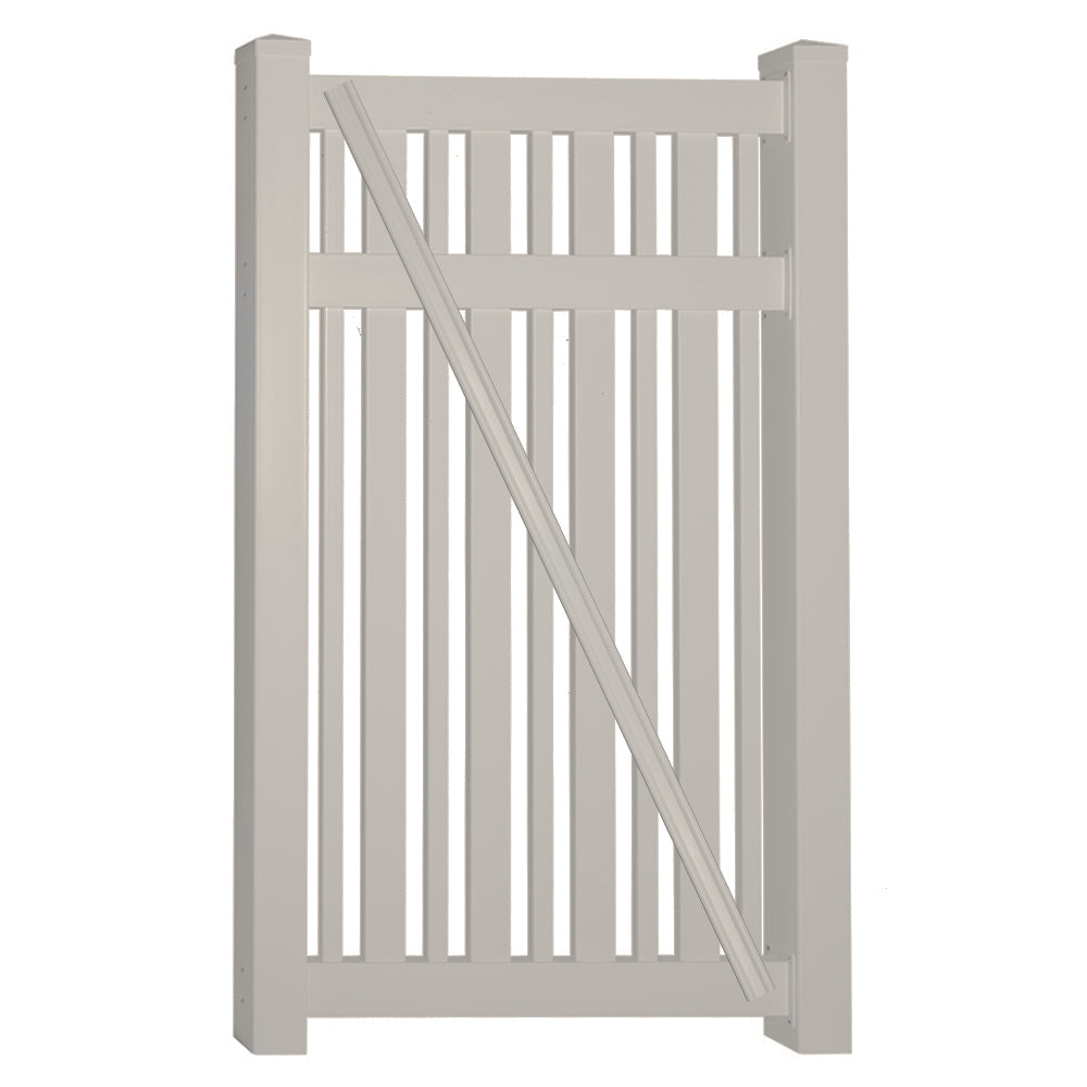 tan vinyl pool fence single gate