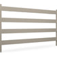 khaki vinyl 4-rail horse fence stock image