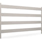 tan vinyl 4-rail horse fence stock image