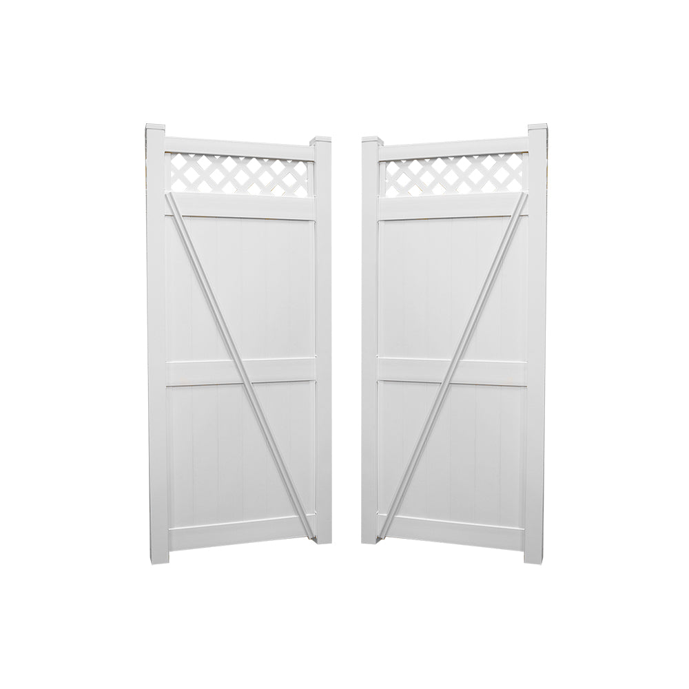 white vinyl privacy double gate
