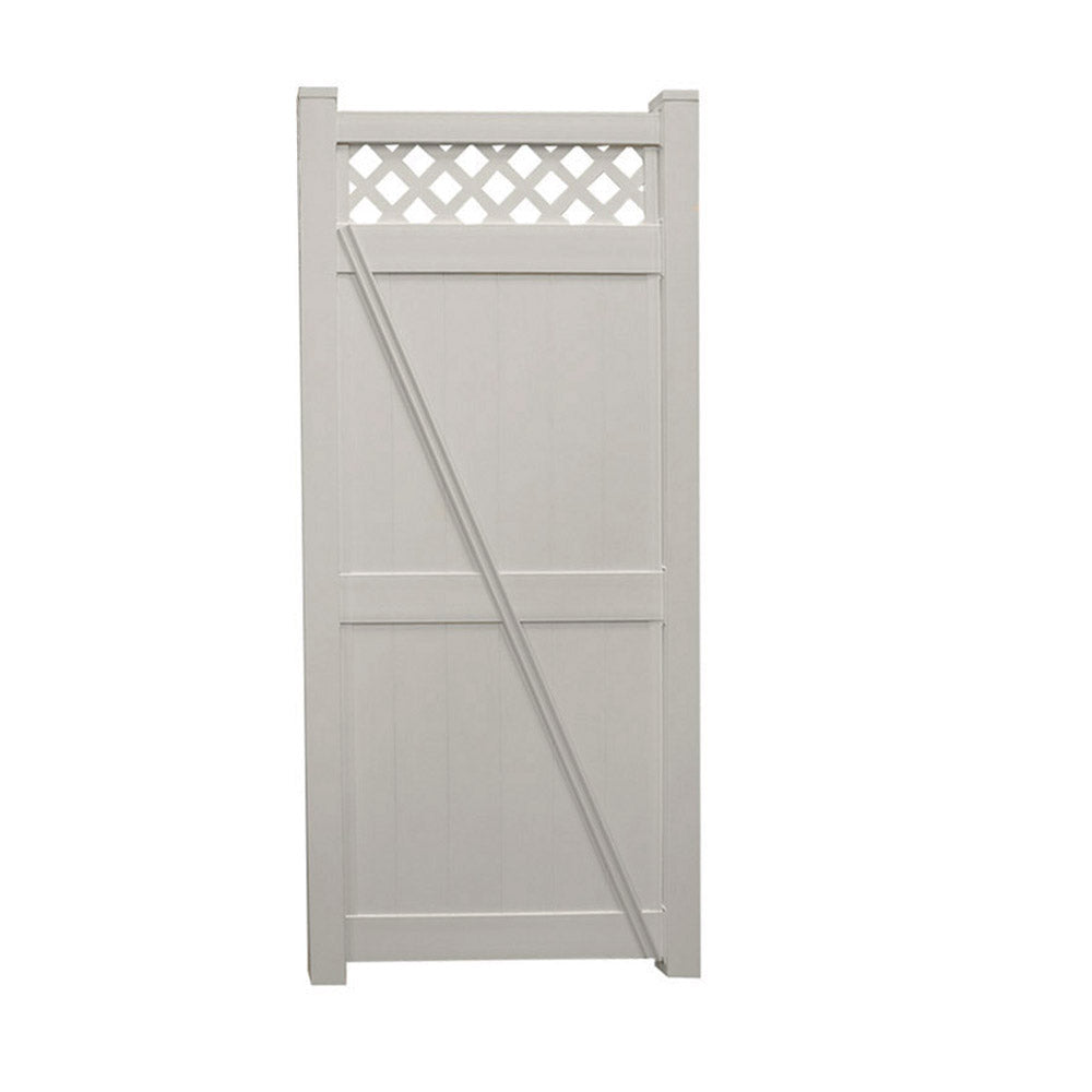 tan vinyl privacy fence single gate