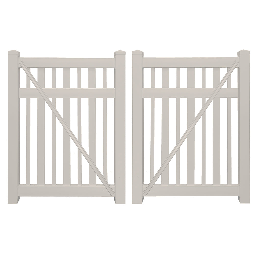 tan vinyl pool fence double gate