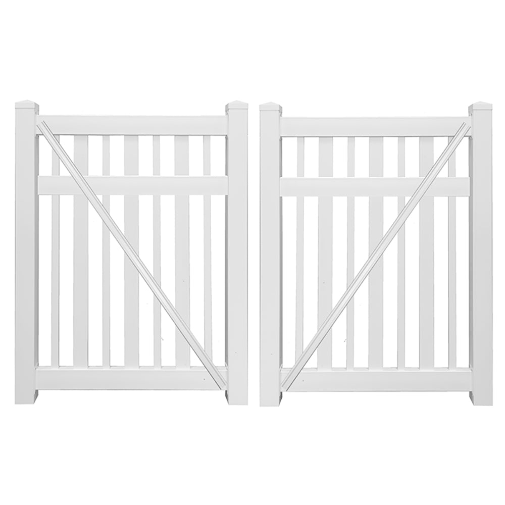 white vinyl pool fence double gate
