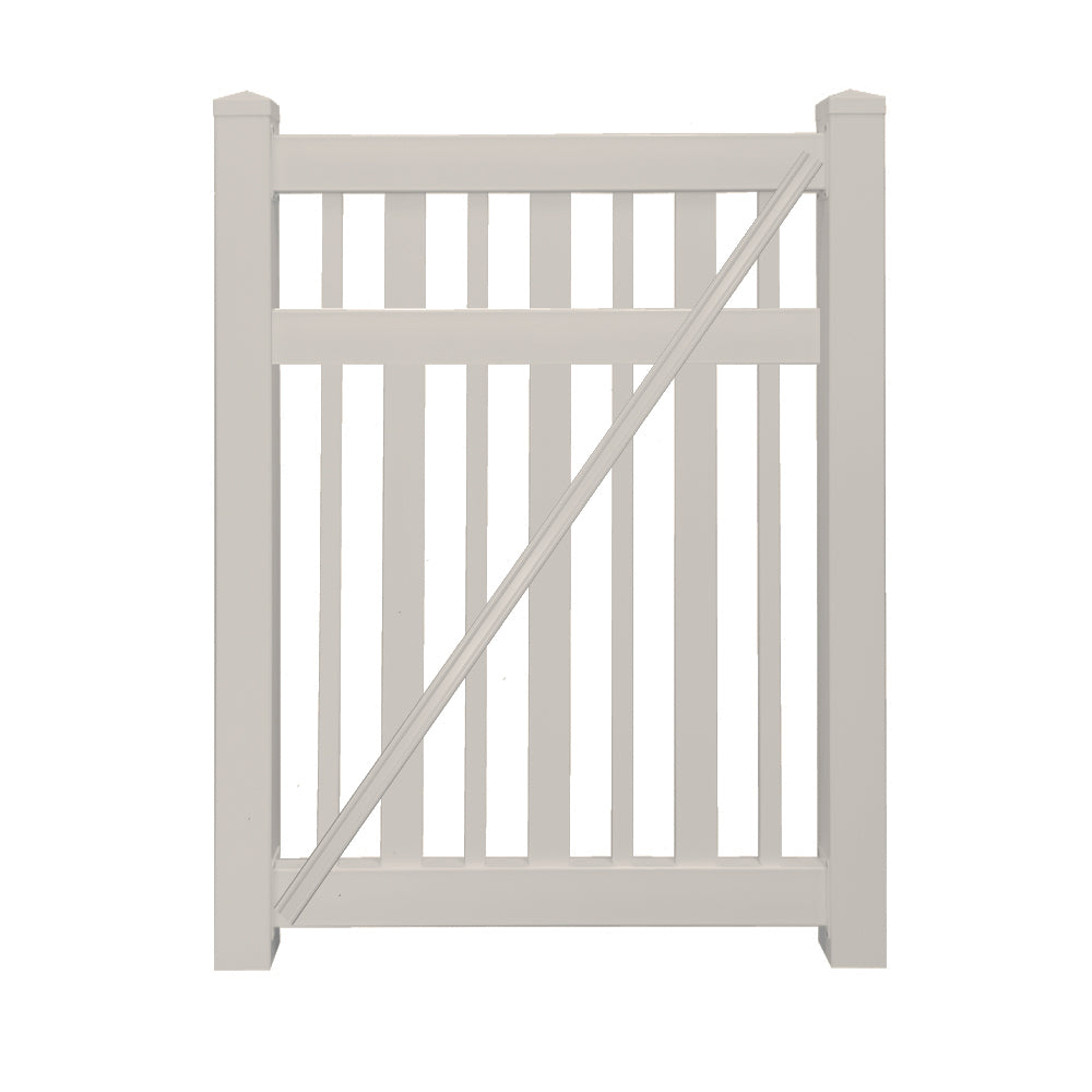 tan vinyl pool fence single gate