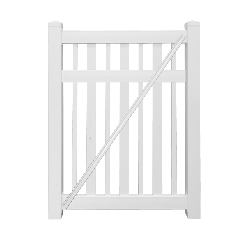 white vinyl pool fence single gate