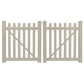 Khaki Chelsea vinyl picket fencing double gate stock image