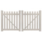Tan Chelsea vinyl picket fencing double gate stock image