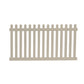 Khaki Chelsea vinyl picket fence stock image