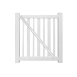 White Atlantis 4 foot vinyl pool fencing gate stock image